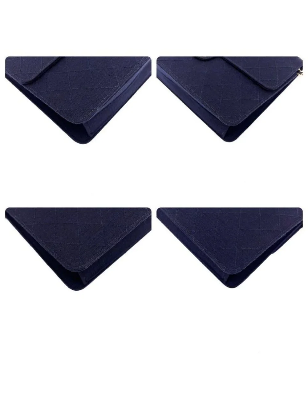 Chanel Quilted Cotton Chain Shoulder Bag Navy Gold